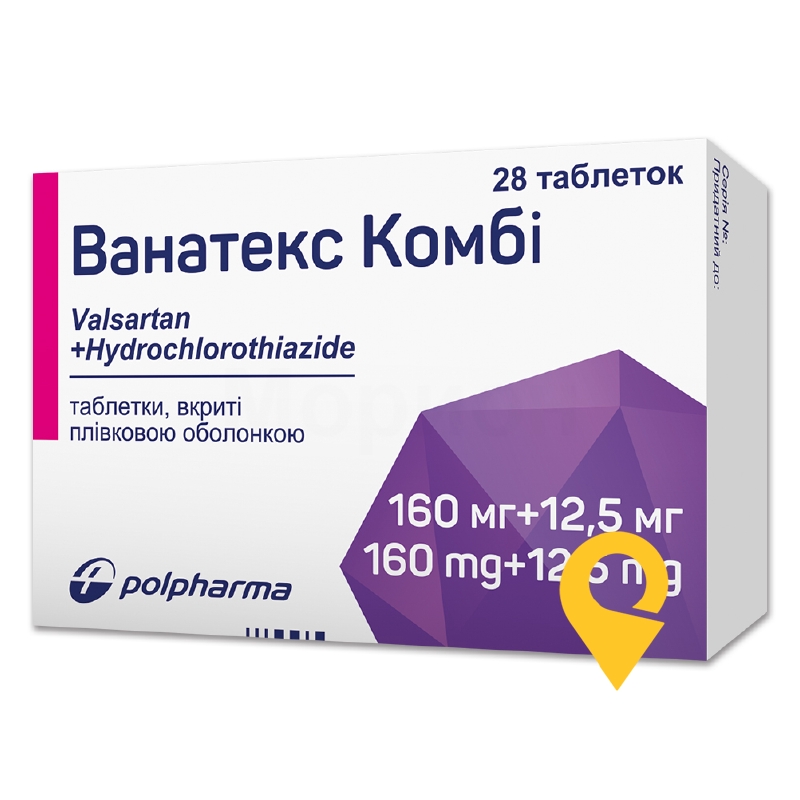 Ванатекс комбі табл. 160 мг + 12,5 мг №28 Польфарма (Польща)