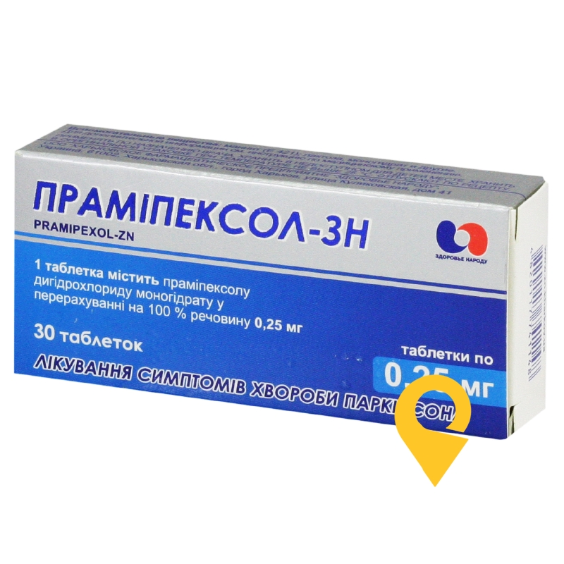 Праміпексол табл. 0,25 мг №30 Здоров'я народу (Україна)