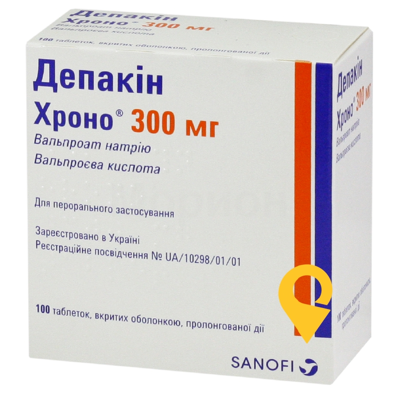Депакін хроно табл. пролонг. 300 мг №100 Санофі Вінтроп Індастріа (Франція)