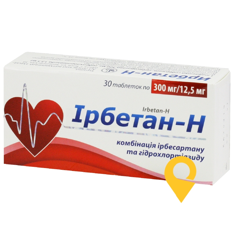 Ірбетан-Н табл. 300 мг + 12,5 мг №30 Київський вітамінний завод (Україна)