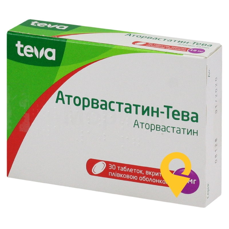 Аторвастатин-Тева, таблетки, вкриті плівковою оболонкою, блістер, №30