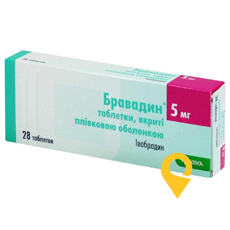 Бравадин®, таблетки, вкриті плівковою оболонкою, блістер, №28