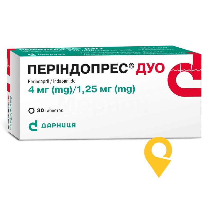 Періндопрес Дуо табл. 4 мг + 1,25 мг №30 Дарниця ФФ (Україна)