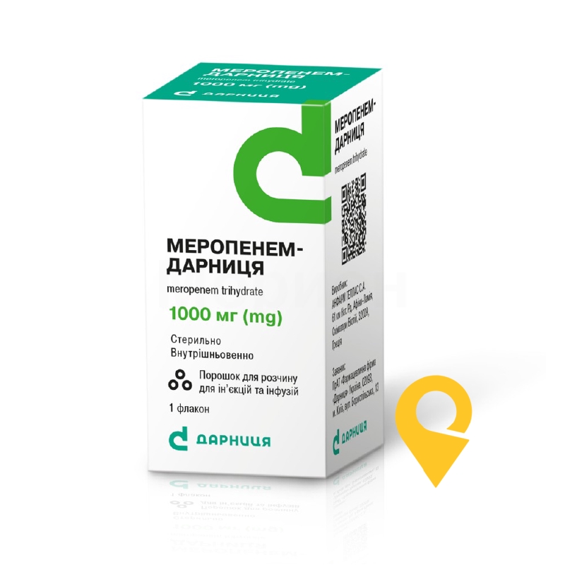 Меропенем-Дарниця, порошок для приготування розчину для ін'єкцій та інфузій, флакон, №1