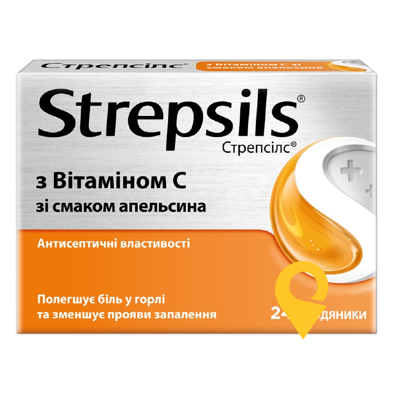 Стрепсілс з вітаміном C льодяники зі смаком апельсину №24 Рекітт Бенкізер (Великобританія)
