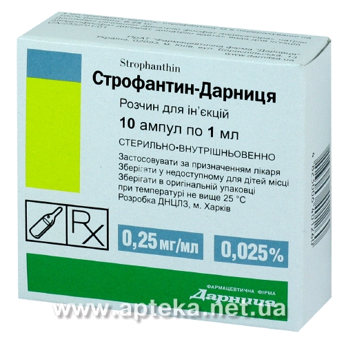 Строфантин р-р д/ин. 0,025% амп. 1 мл №10 цена, инструкция, применение .